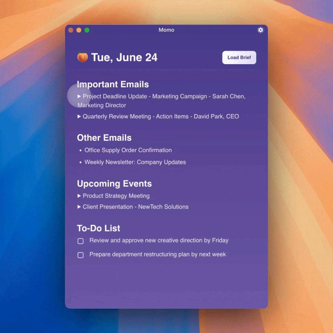 Momo Interface Preview
